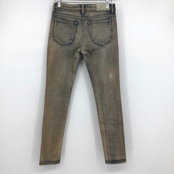 IRO Tan Distressed Mid-Rose Skinny Jeans in faded Blue  and brown mix size 25 - Picture 15 of 16